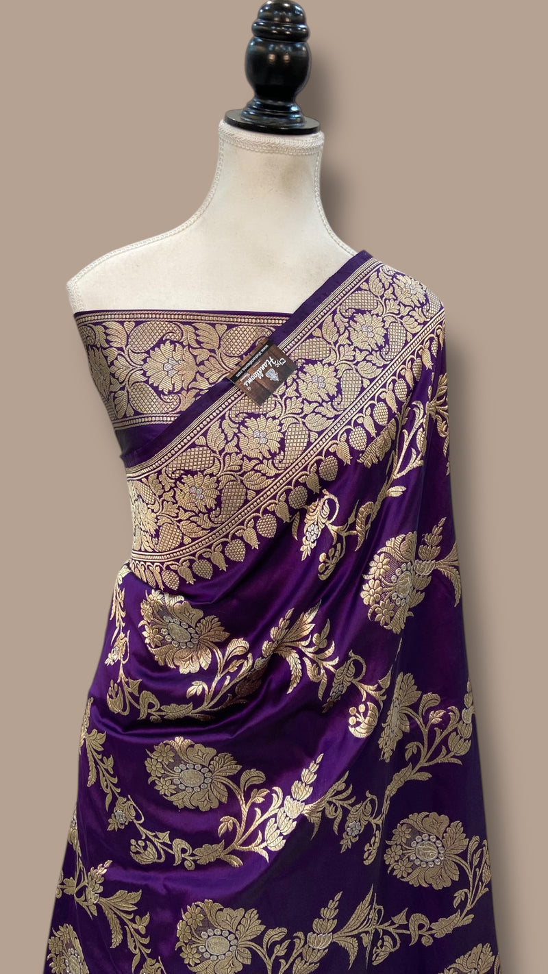 Pure Katan Silk Banarasi Handloom Saree - All over kadiyal Jaal work - The Handlooms