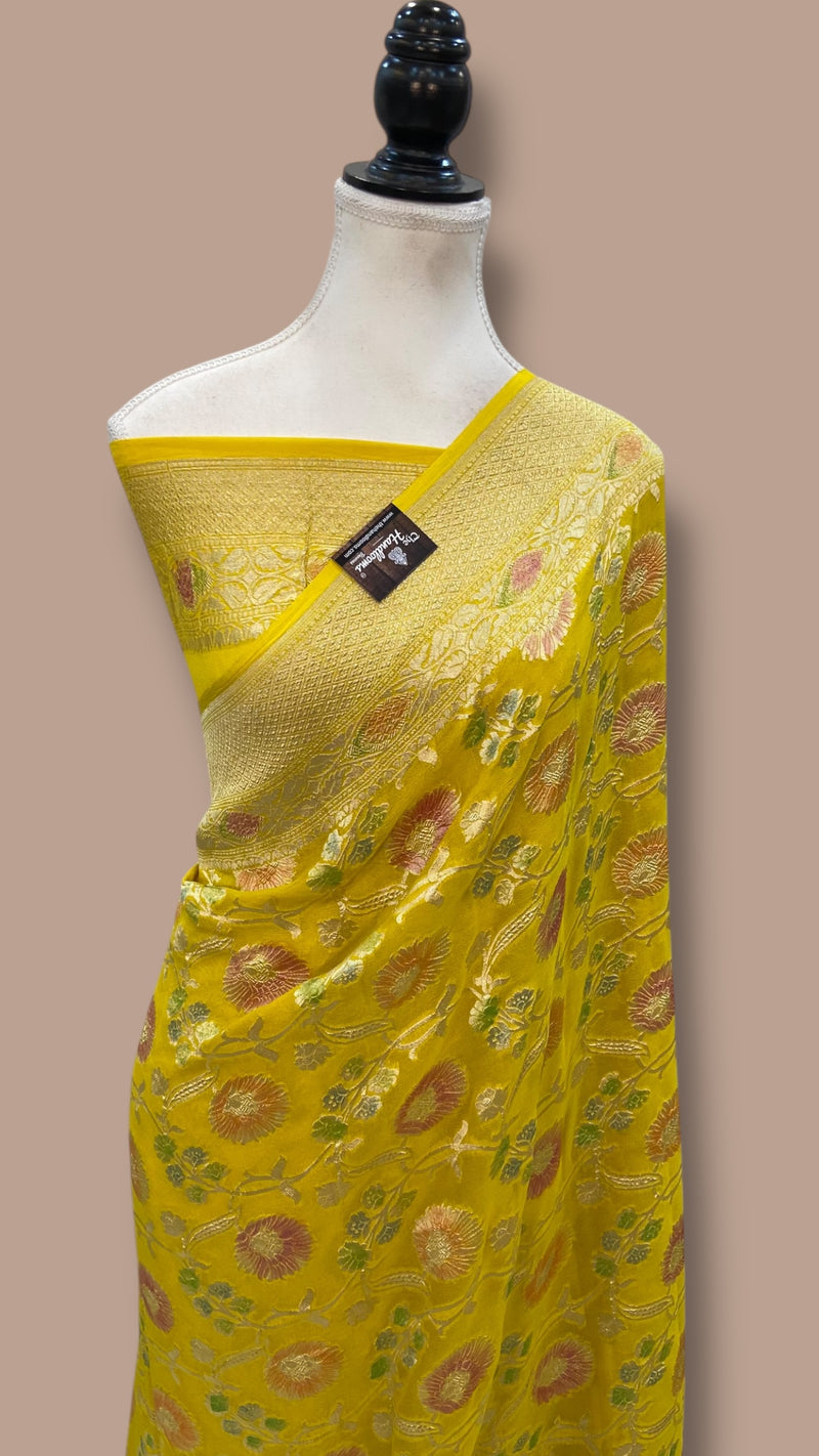 Pure Khaddi Georgette Banarasi Saree - water zari - The Handlooms
