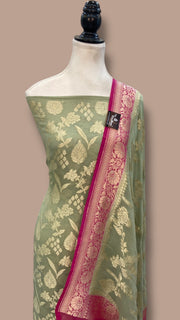 Khaddi Georgette Banarasi Dress material Water Zari - The Handlooms