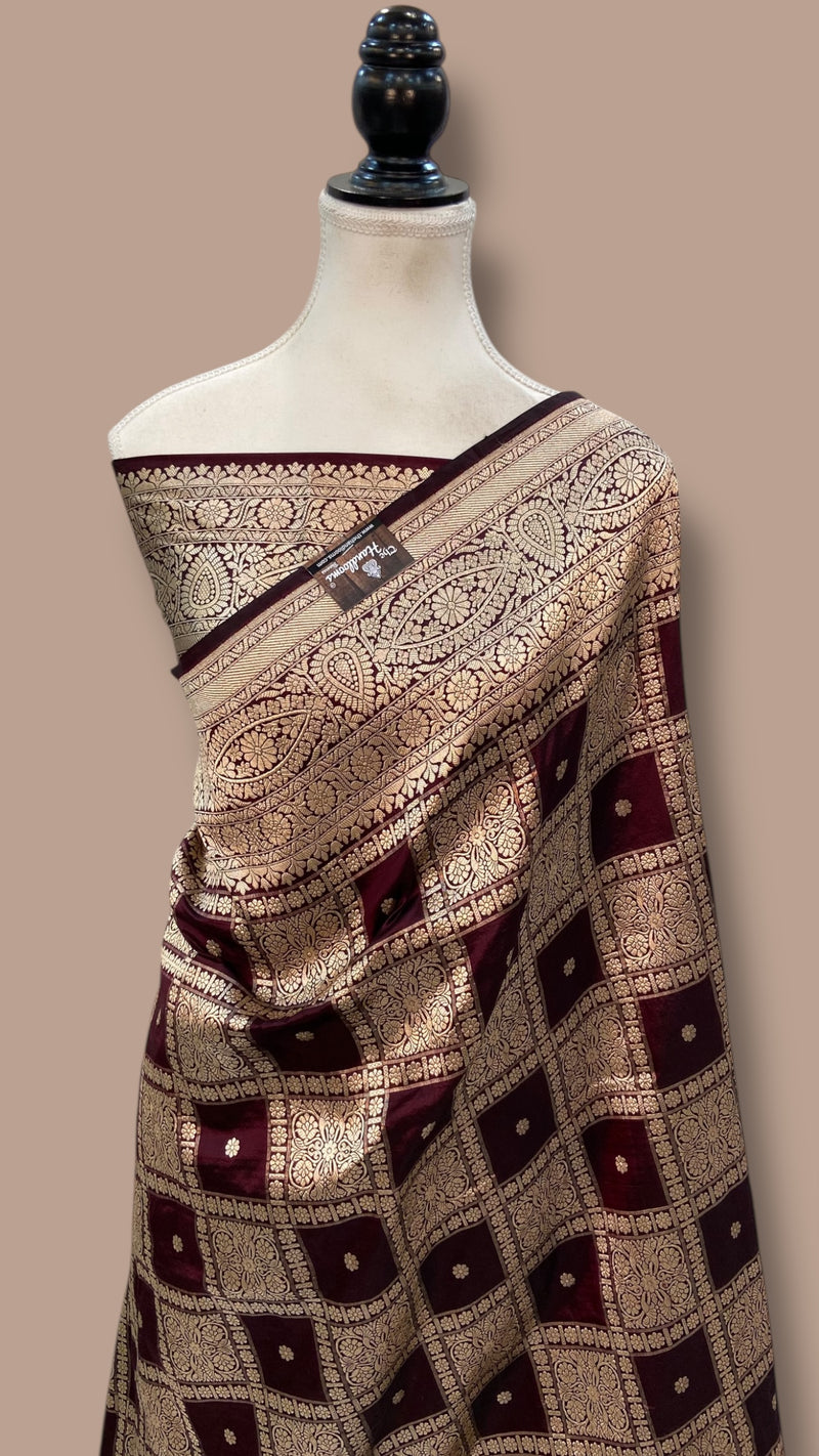 Regal Pure Katan Silk Banarasi Saree – Handwoven Tanchui Brocade - The Handlooms