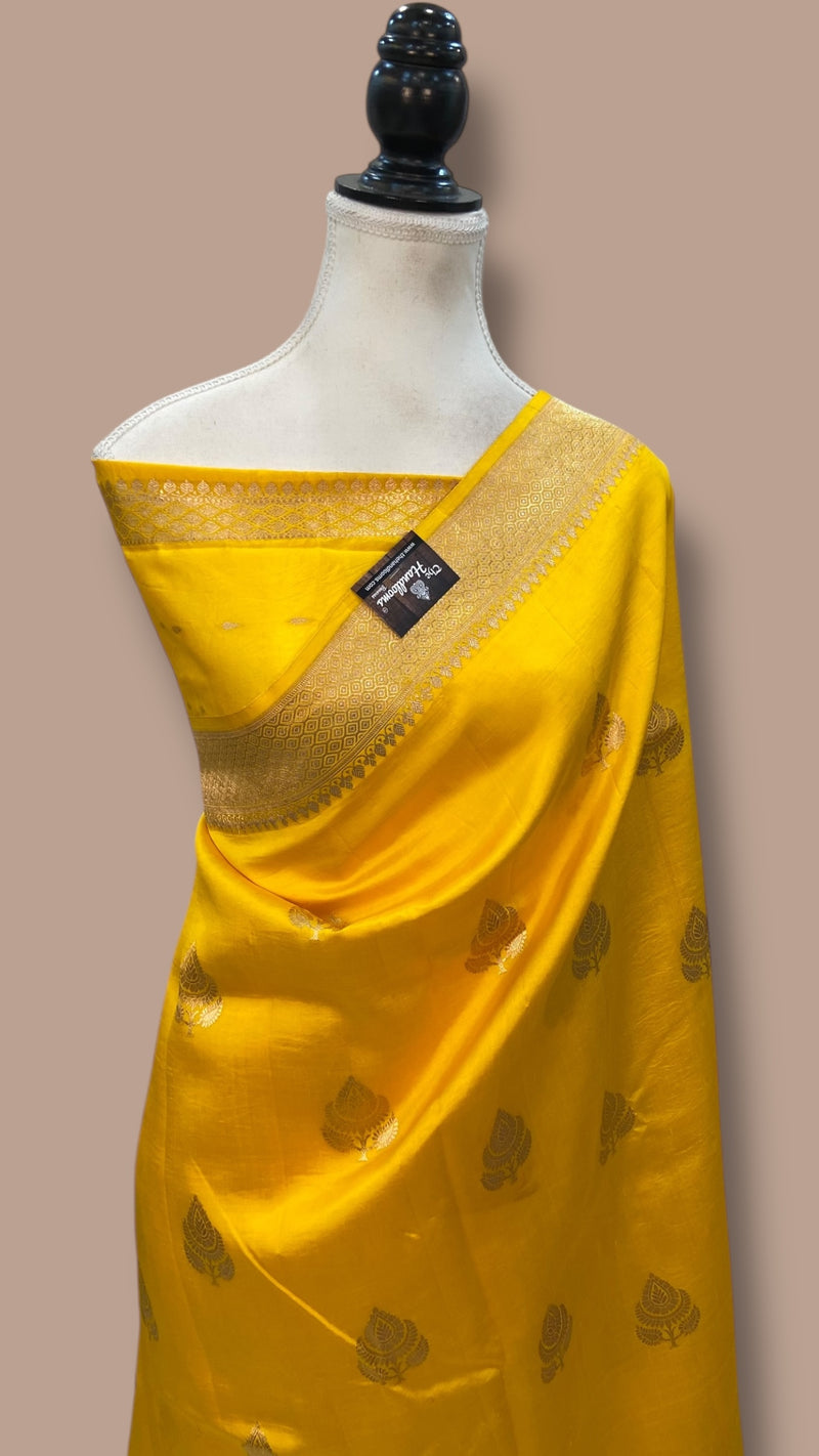 Pure Katan Silk Banarasi Handloom Saree - All over Kadua motifs - The Handlooms
