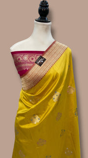 Pure Katan Silk Banarasi Handloom Saree - All over Kadua motifs With Meenakari - The Handlooms