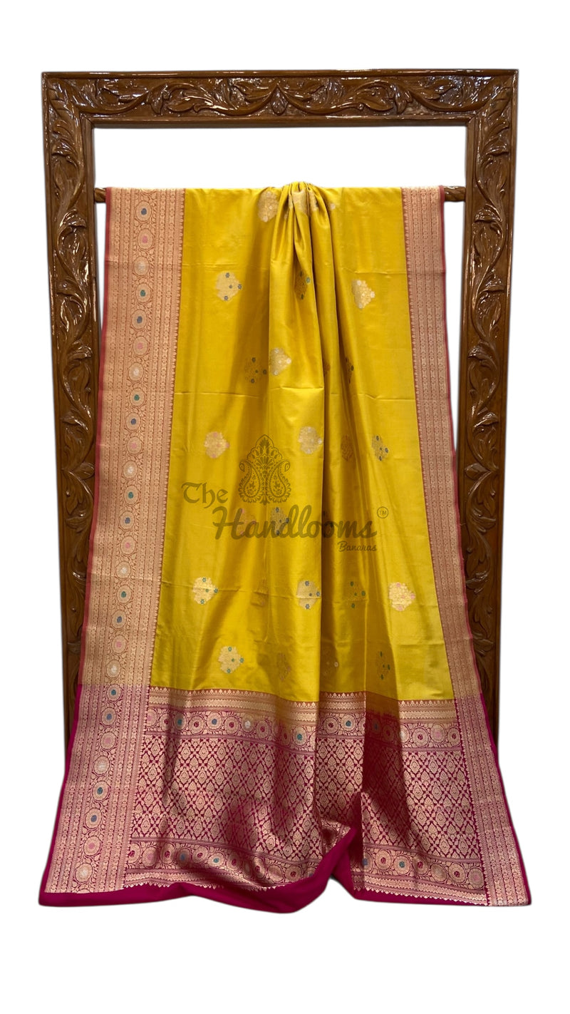 Pure Katan Silk Banarasi Handloom Saree - All over Kadua motifs With Meenakari - The Handlooms