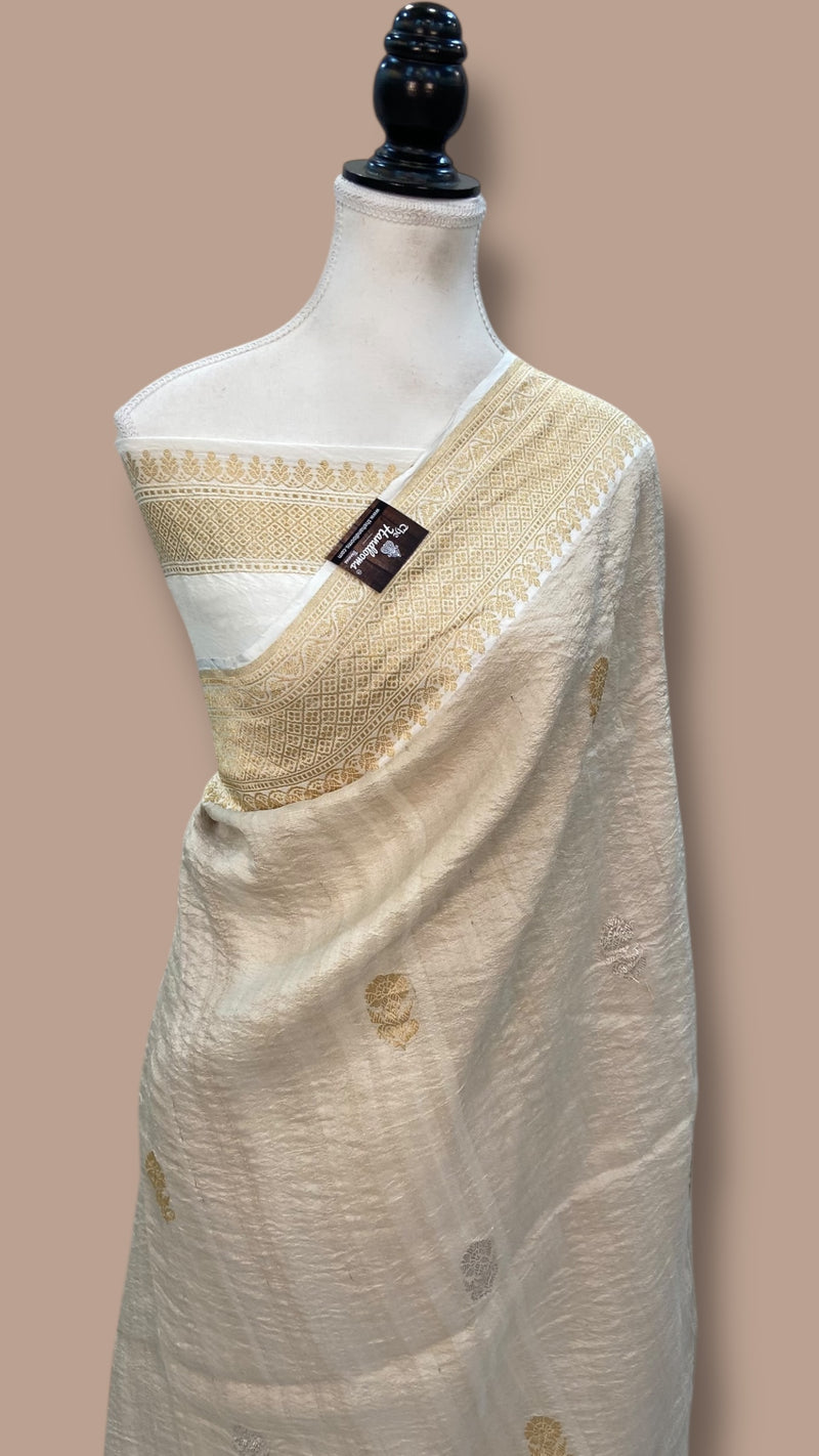 Pure Tussar Handloom Banarasi Saree - All over kadua Weaving - The Handlooms