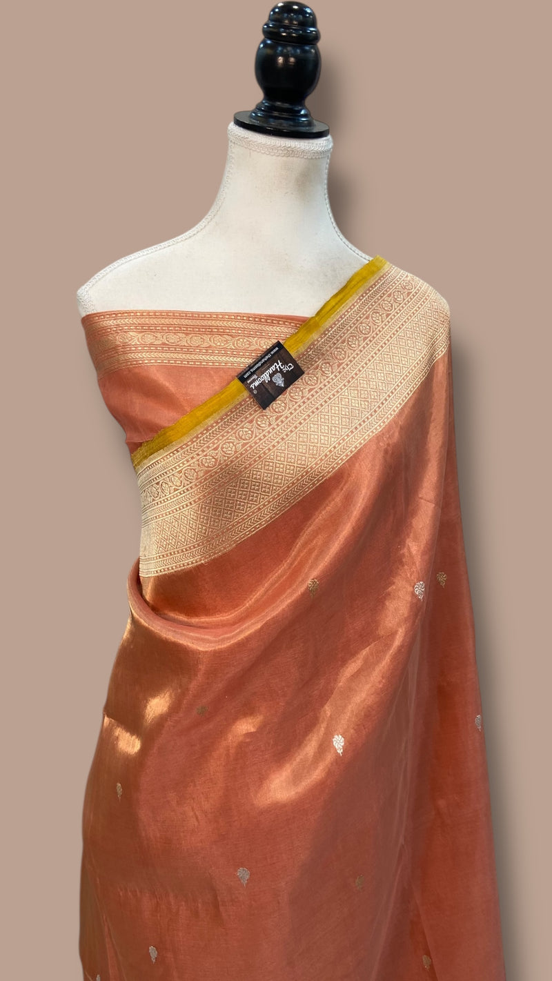 Pure Katan Tissue Silk Handloom Banarasi Saree - All over kadua motifs - The Handlooms
