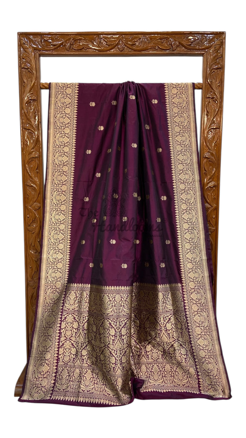 Pure Katan Silk Banarasi Handloom Saree - All Over Kadua Motifs - The Handlooms