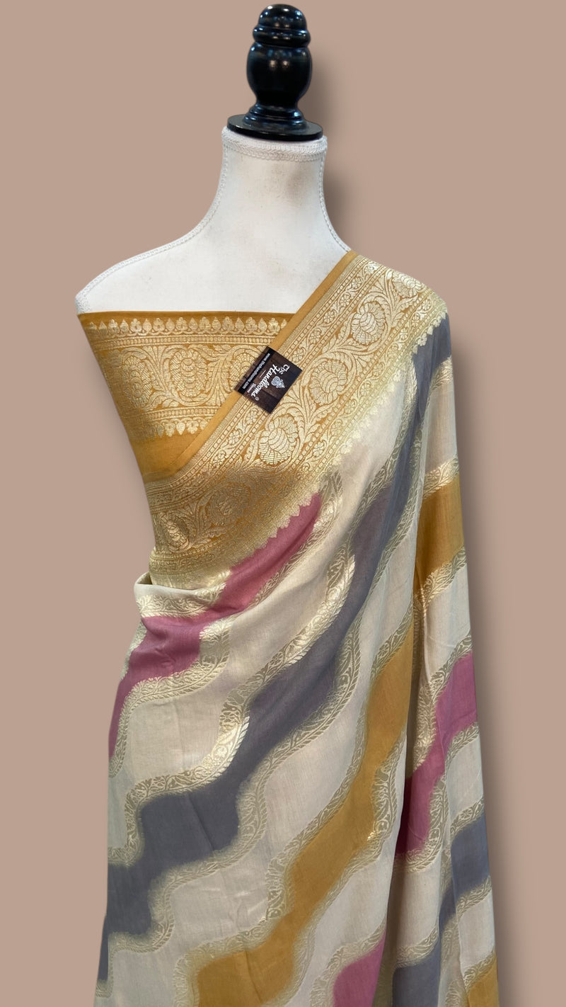 Moonga Georgette Handloom Banarasi Saree - Rangkat - The Handlooms