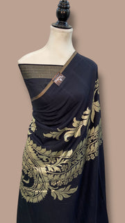 Moonga Georgette Handloom Banarasi Saree - The Handlooms