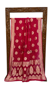 Pure Khaddi Georgette Handloom Banarasi Saree with water zari - The Handlooms