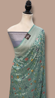 Moonga Georgette Handloom Banarasi Saree - Tilfi - The Handlooms