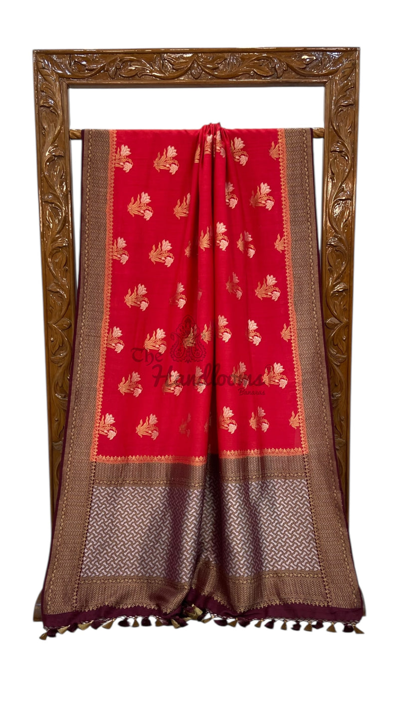 Moonga Georgette Handloom Banarasi Saree - The Handlooms