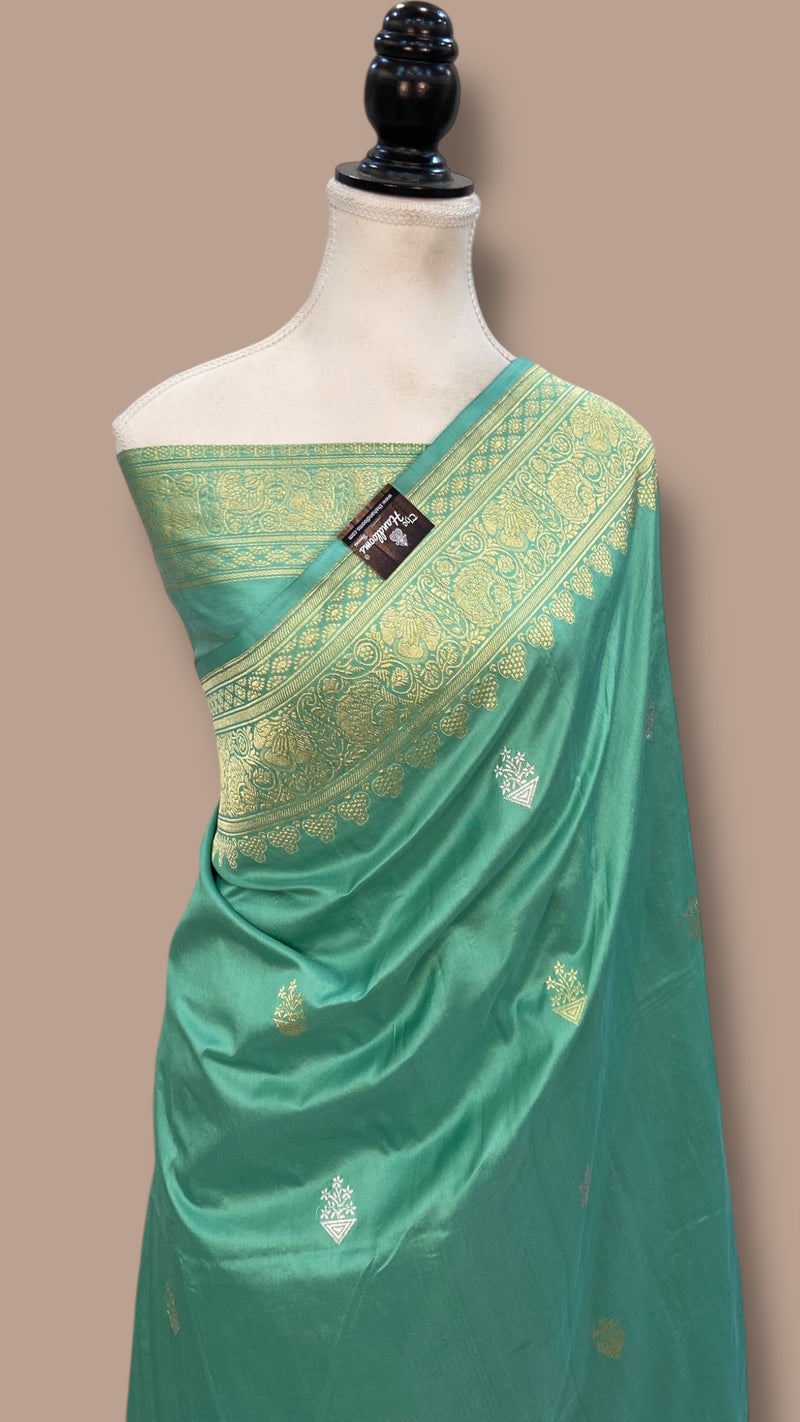 Pure Katan Silk Banarasi Handloom Saree - All over Kadua motifs With Meenakari - The Handlooms