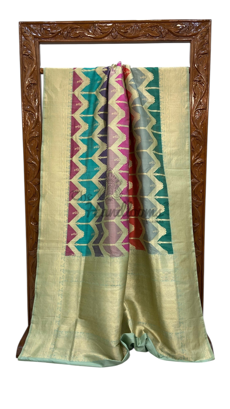 Ektara Pure Katan Silk Banarasi Handloom Saree - All over kadiyal Jaal work - The Handlooms