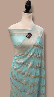 Pure Khaddi Georgette Handloom Banarasi Saree - All over Jaal Work - The Handlooms