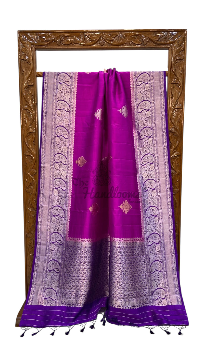 Pure Katan Silk Banarasi Handloom Saree - All over Kadua motifs - The Handlooms