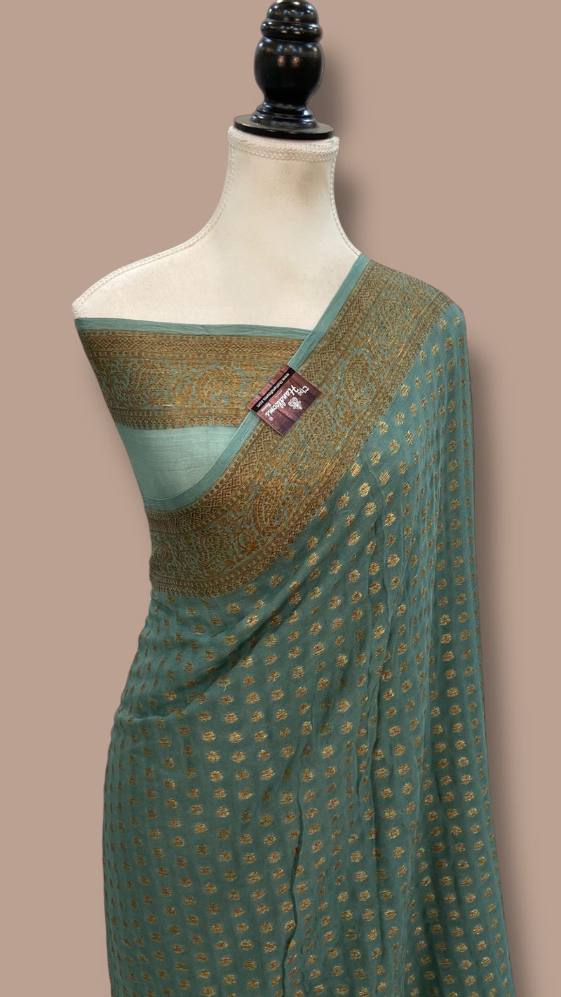Pure Chiffon Khaddi Banarasi Saree - The Handlooms