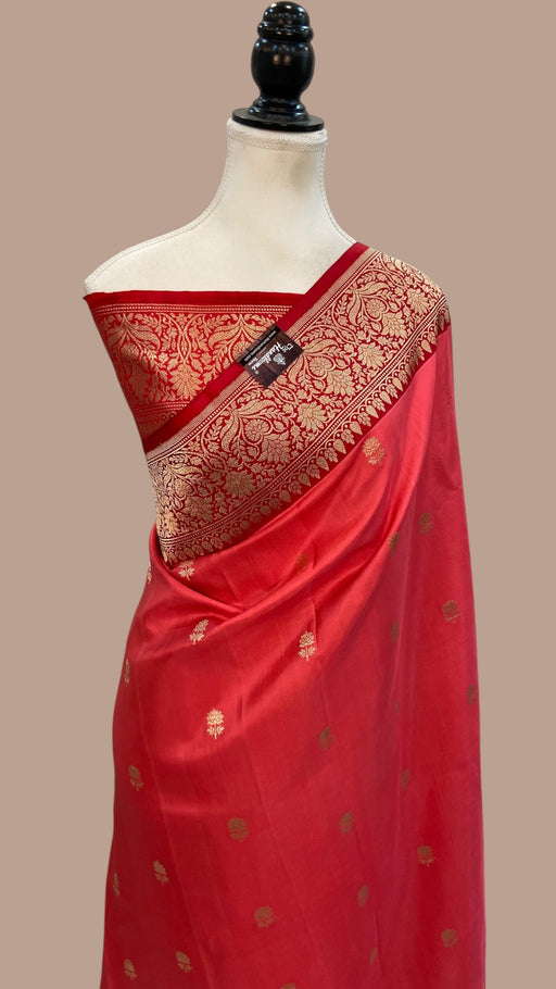 Pure Katan Silk Banarasi Handloom Saree - All Over Kadua Motifs - The Handlooms