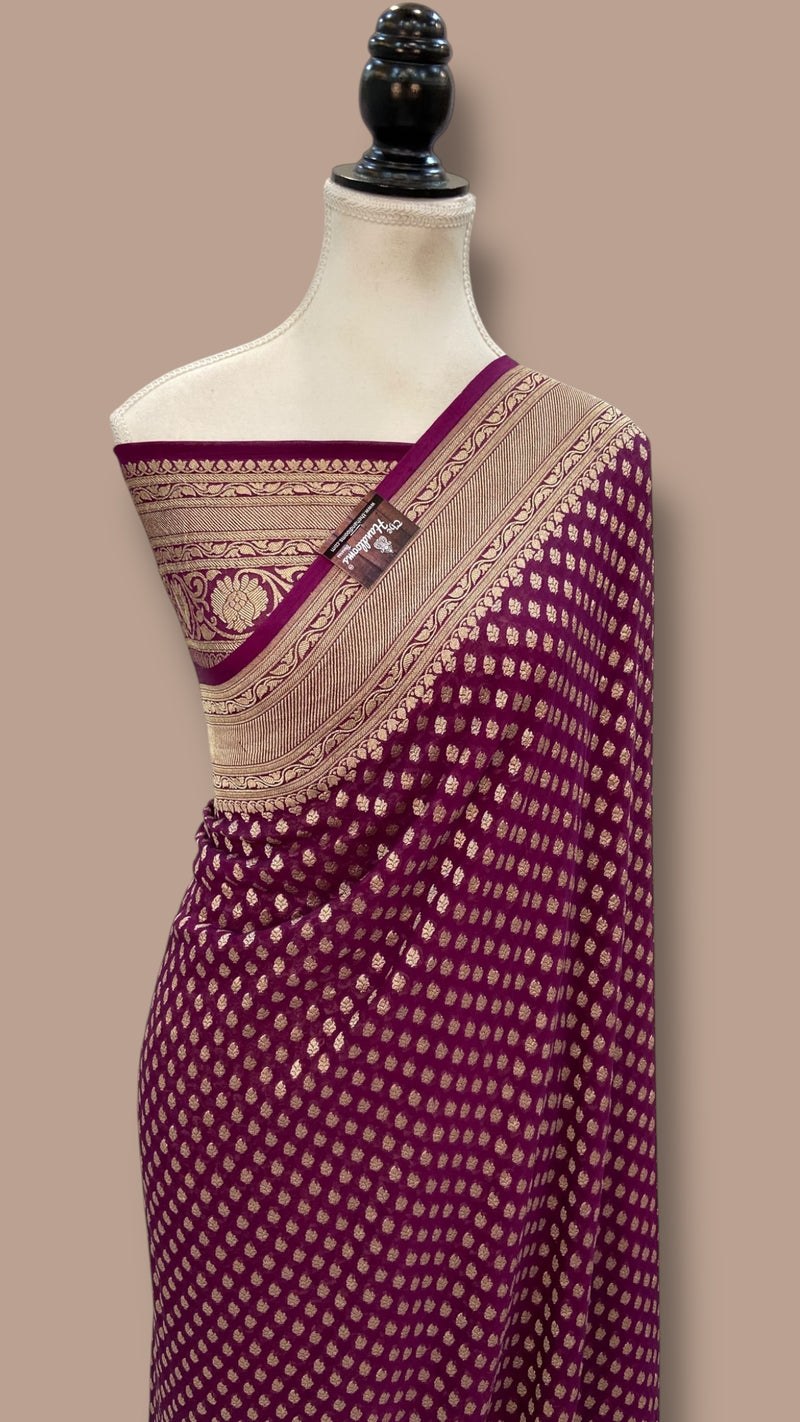 Khaddi Georgette Handloom Banarasi Saree - The Handlooms