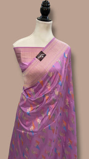 Multicolor Pure Katan Silk Banarasi Handloom Saree - All over Jaal Work With Rangkart - The Handlooms