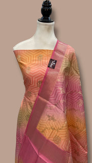 Pure Chiniya Silk Handloom Banarasi Dress Material with Elegant Digital Print - The Handlooms