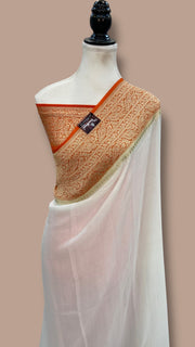 Tricolor Tradition – Handloomed in the Heart of India” Pure Khaddi Georgette Handloom Banarasi Saree - The Handlooms