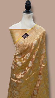 Pure Katan Silk Banarasi Handloom Saree - All Over Sona Roopa Jaal Work - The Handlooms