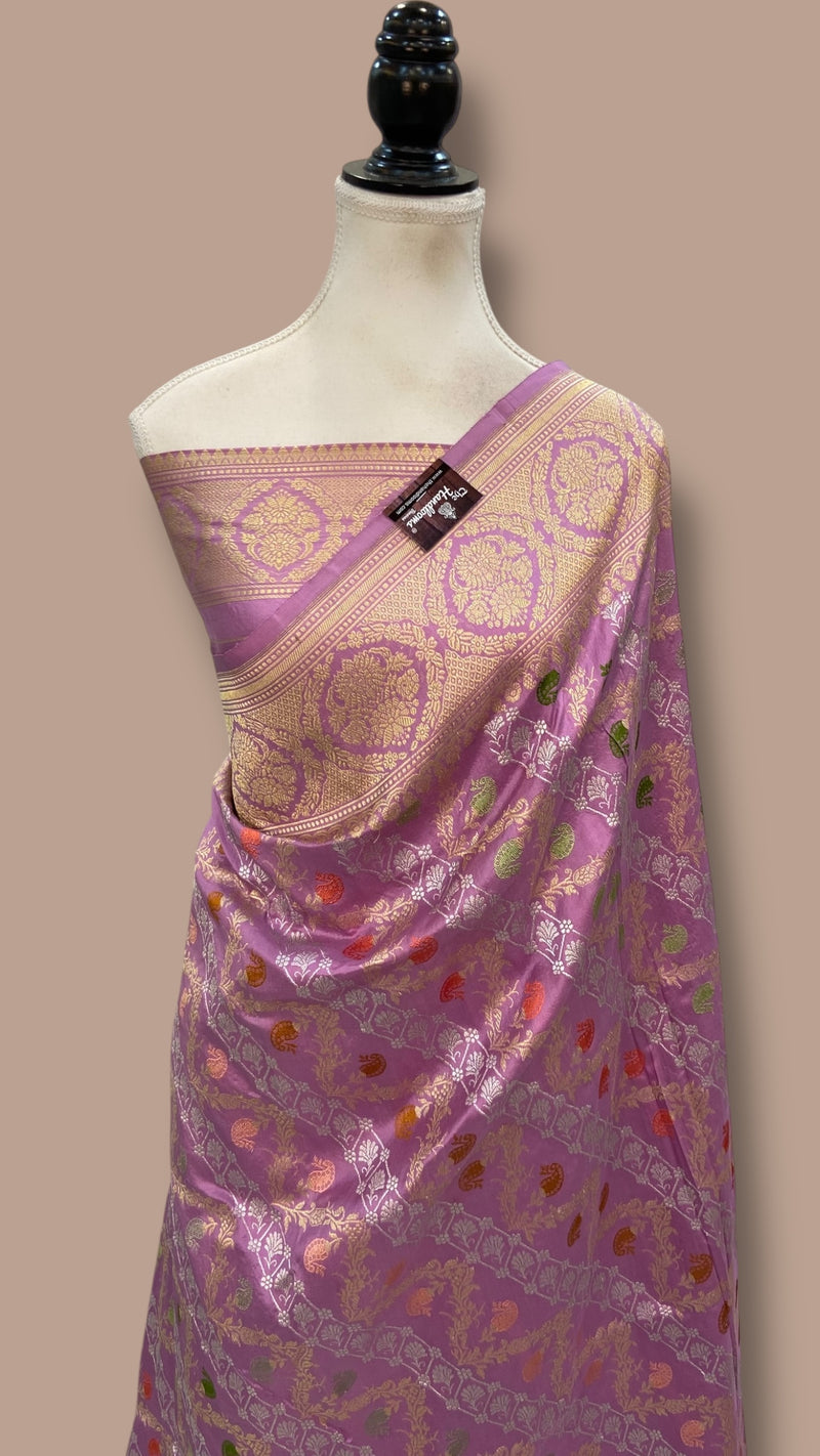 Ektara Pure Katan Silk Banarasi Handloom Saree - All over kadiyal Jaal work - The Handlooms