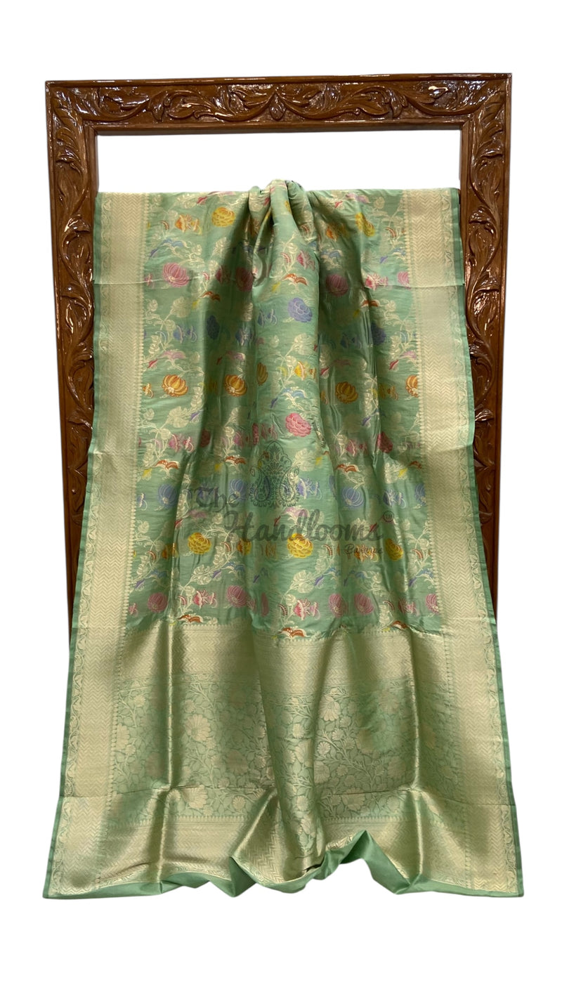 Pure Katan Silk Banarasi Handloom Saree - All Over Jaal Work - With Meenakari - The Handlooms