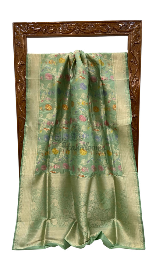 Pure Katan Silk Banarasi Handloom Saree - All Over Jaal Work - With Meenakari - The Handlooms