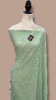 Pure Georgette Banarasi Chikankari Dress Material - The Handlooms