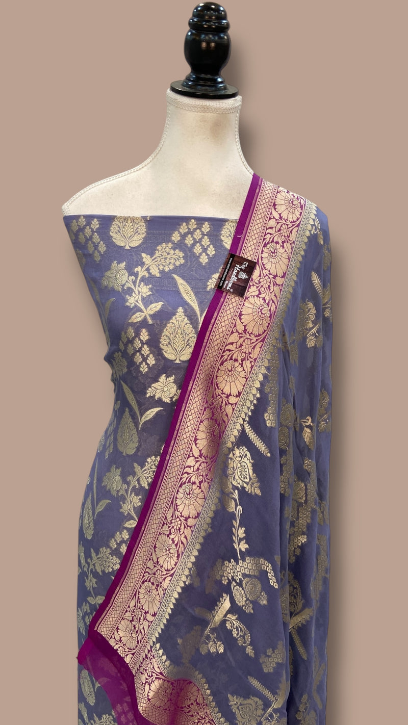 Khaddi Georgette Handlooms Banarasi Dress Material - The Handlooms