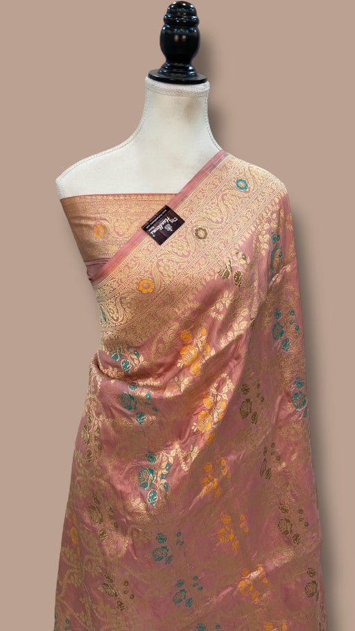 Pure Katan Silk Banarasi Handloom Saree - All over Jaal work With Meenakari - The Handlooms