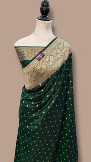 Pure Katan Silk Banarasi Handloom Saree - All Over Motifs - The Handlooms