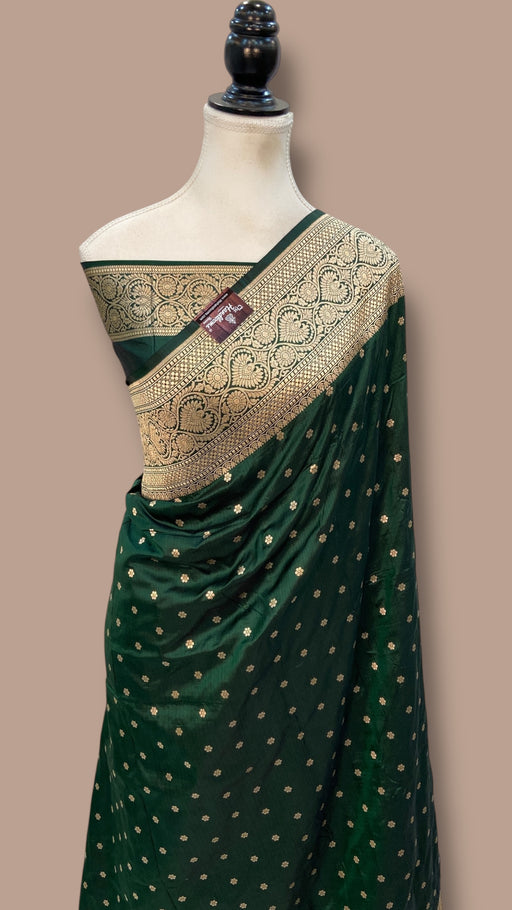 Pure Katan Silk Banarasi Handloom Saree - All Over Motifs - The Handlooms