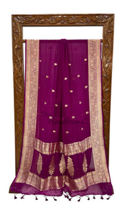 Pure Georgette Banarasi Saree - Gold zari - The Handlooms