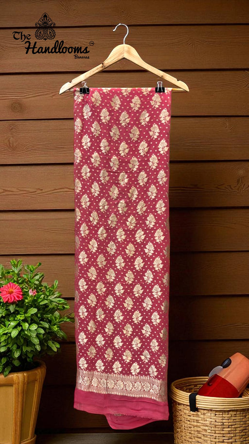 Khaddi Georgette Handloom Banarasi Dress Material - The Handlooms