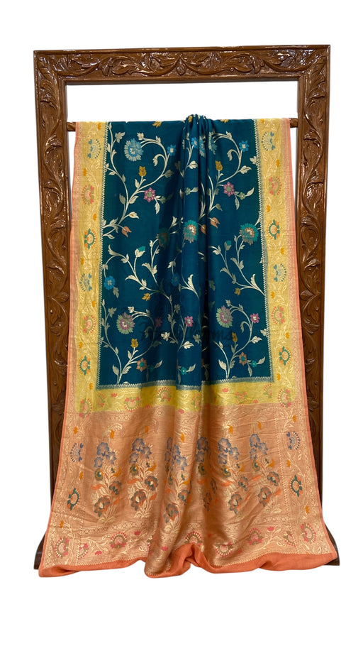Tussar Georgette Handloom Banarasi Saree - All Over Jaal work With Meenakari - The Handlooms