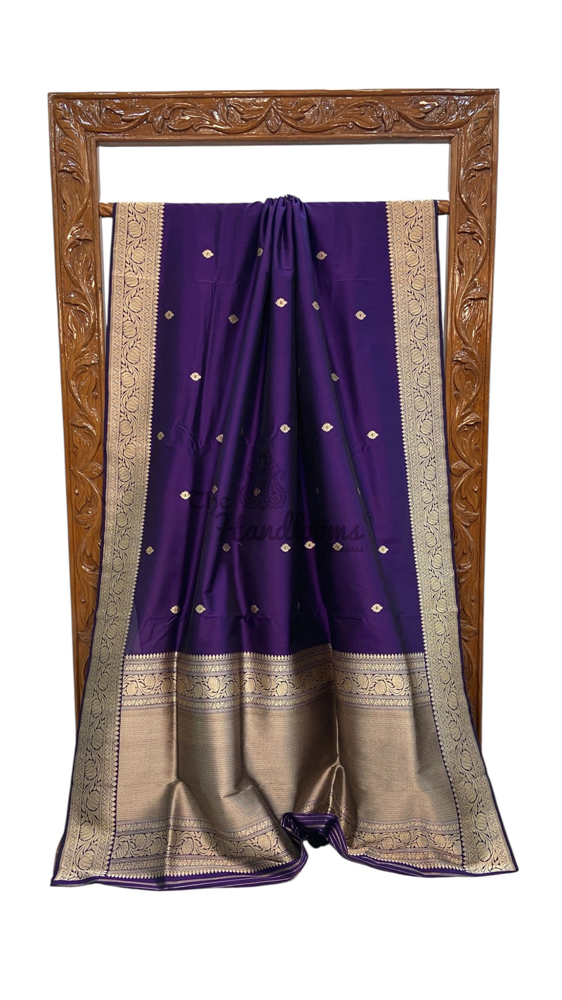 Pure Katan Silk Banarasi Handloom Saree - All Over Kadua Motifs - The Handlooms