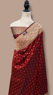Pure Katan Silk Banarasi Handloom Saree - All Over Motifs - The Handlooms