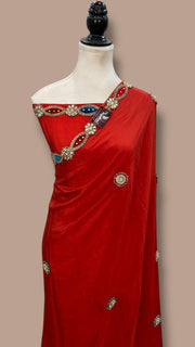 Pure Silk Handloom Banarasi Saree with Handwork Lace - The Handlooms