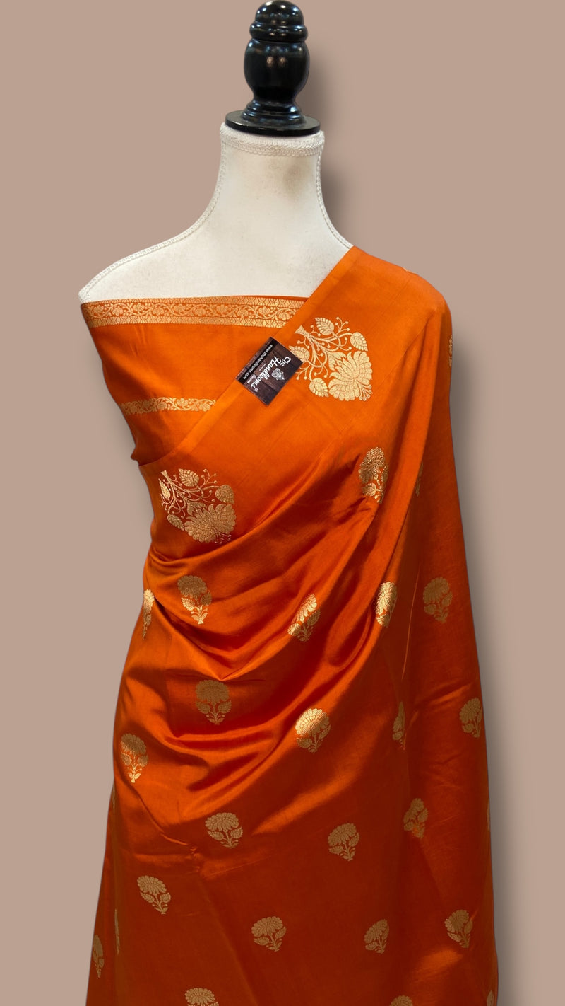 Pure Katan Silk Banarasi Handloom Saree - All over Kadua Motifs - The Handlooms