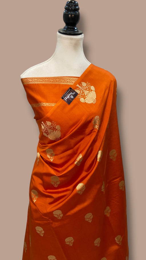 Pure Katan Silk Banarasi Handloom Saree - All over Kadua Motifs - The Handlooms