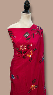 Pure Silk Handloom Banarasi Saree - Handwork Handbrush - The Handlooms