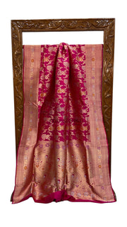Pure Katan Silk Banarasi Handloom Saree - All over Jaal work With Meenakari - The Handlooms