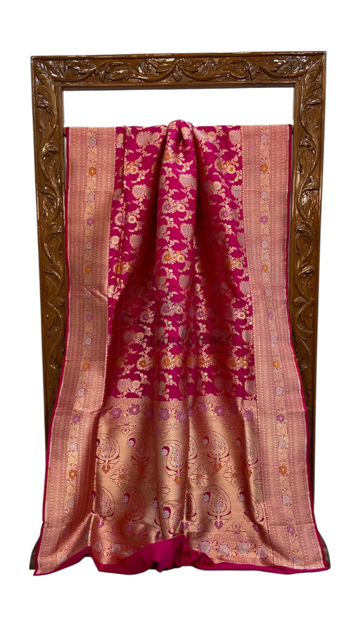 Pure Katan Silk Banarasi Handloom Saree - All over Jaal work With Meenakari - The Handlooms