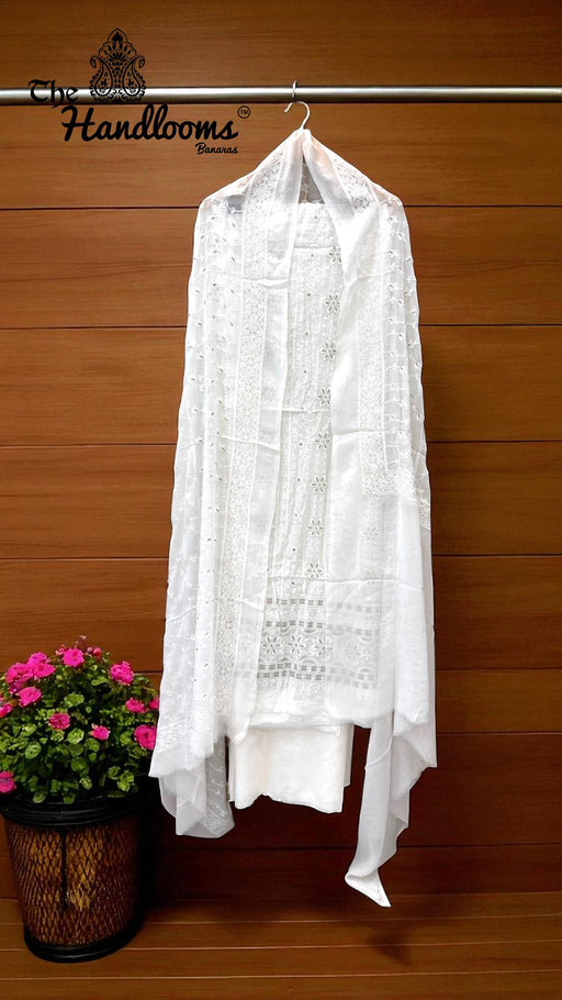 Pure Georgette Banarasi Chikankari 3-Piece Suit - The Handlooms