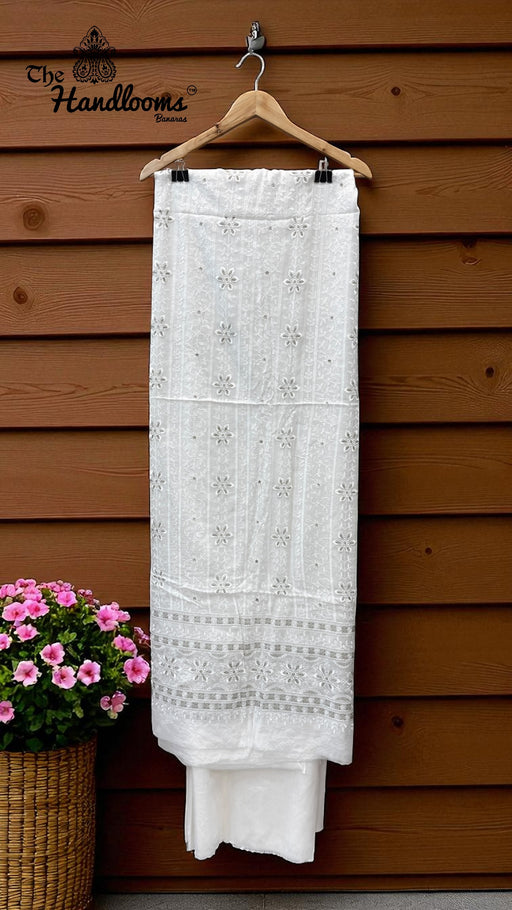 Pure Georgette Banarasi Chikankari 3-Piece Suit - The Handlooms