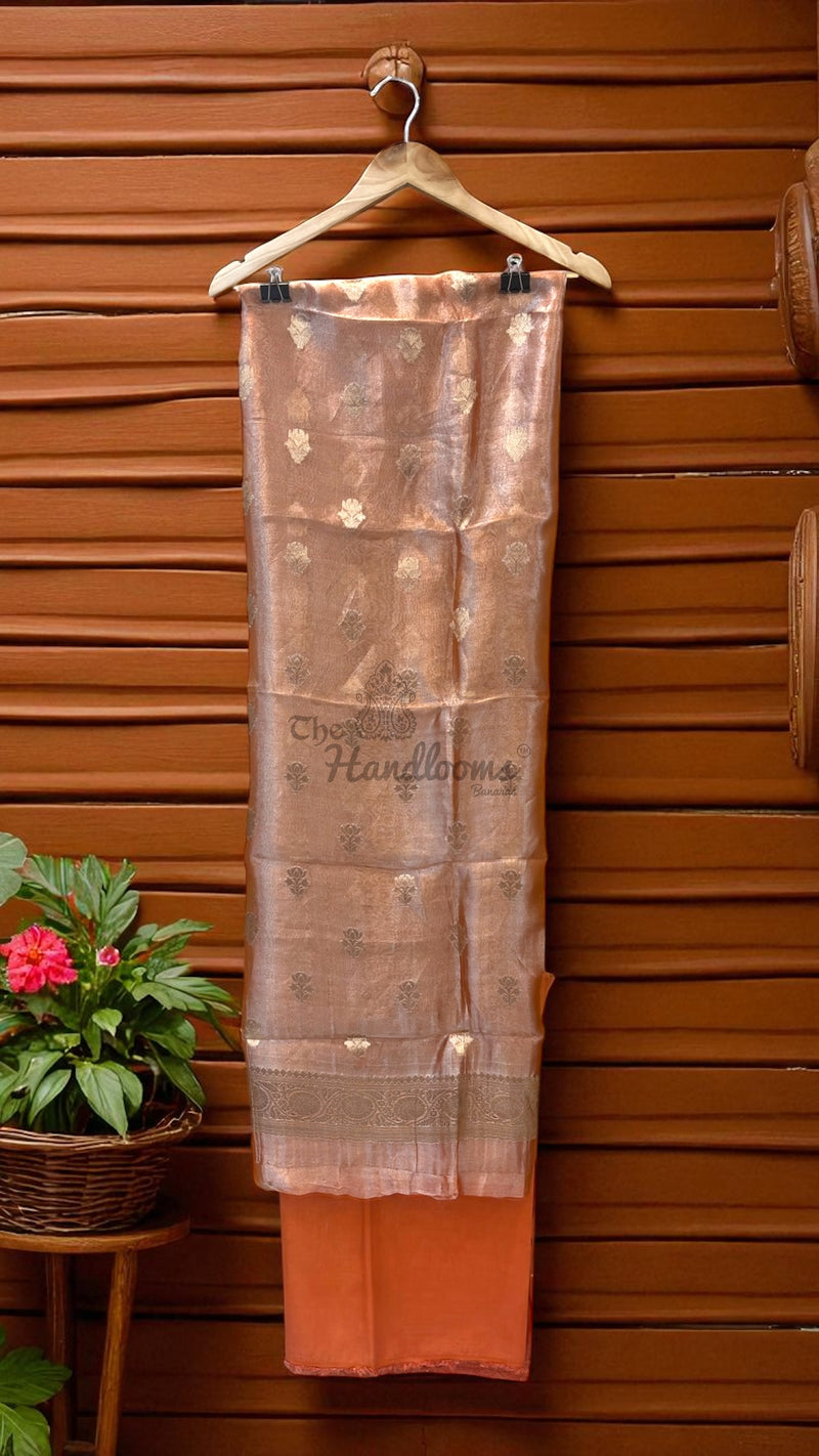 Pure Kora Tissue Handloom Banarasi Dress material - The Handlooms