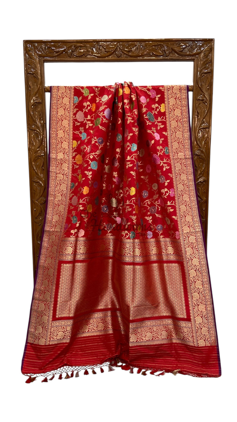 Ektara Pure Katan Silk Banarasi Handloom Saree - All over kadiyal Jaal work - The Handlooms