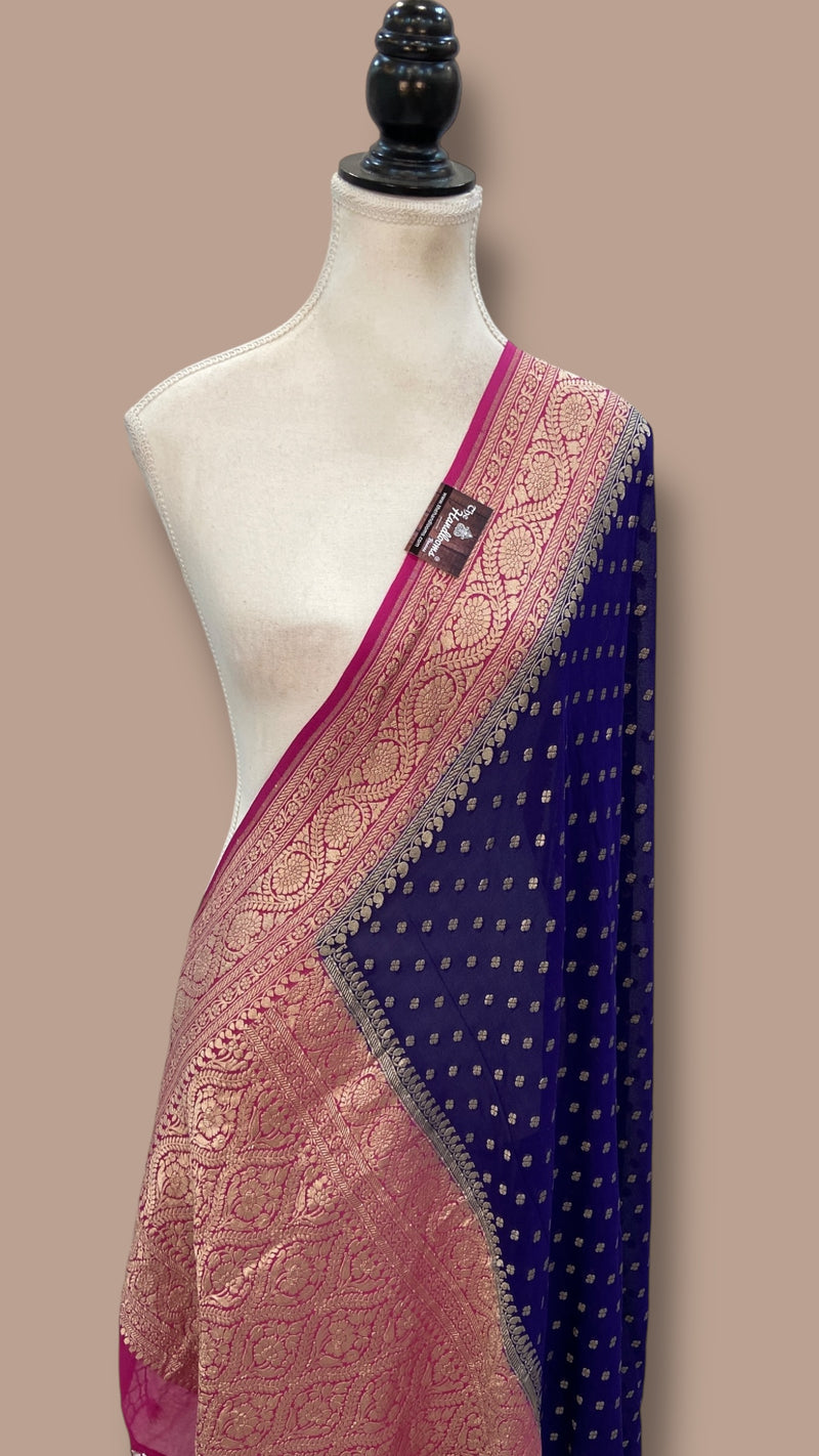 Pure Khaddi Georgette Dupatta - water zari - The Handlooms